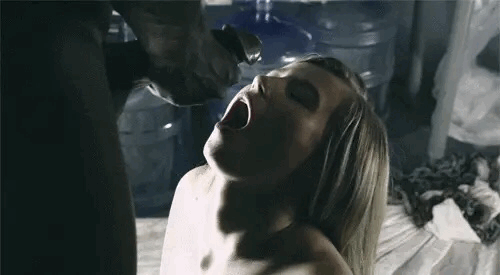 A Guy cumming whilst Jerking off over a girls face Gif 